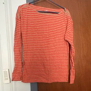 Loft orange / camel shirt with zipper accent